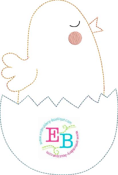 Chick Egg Bean Stitch Applique, Applique, Embroidery Boutique