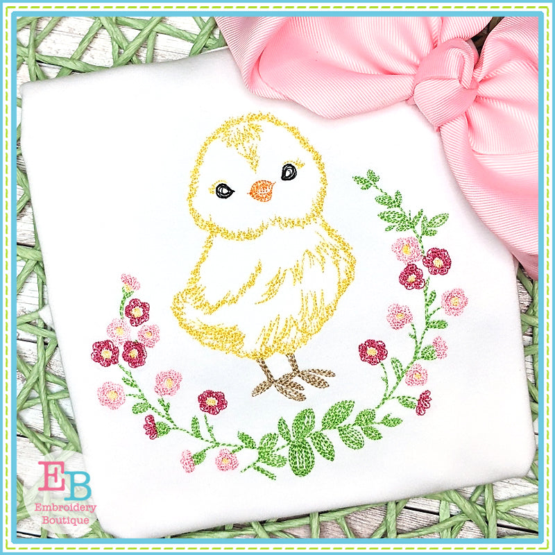 Chick Watercolor Embroidery Design, Embroidery
