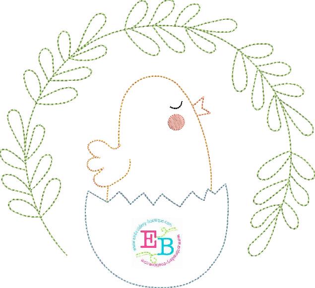 Chick Egg Leaves Bean Stitch Applique, Applique, Embroidery Boutique