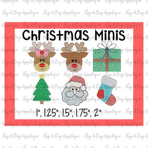 Christmas Minis Set Sketch Embroidery Designs, Embroidery