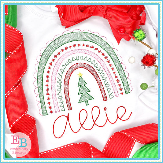 Christmas Rainbow Embroidery Design, Embroidery