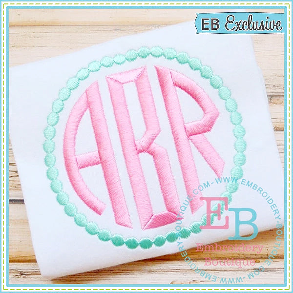 Circle Monogram Embroidery Font, Embroidery Font