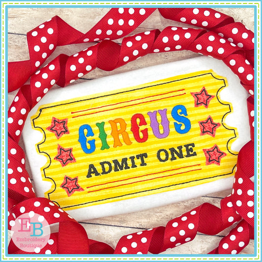 Circus Ticket Bean Stitch Applique, Applique