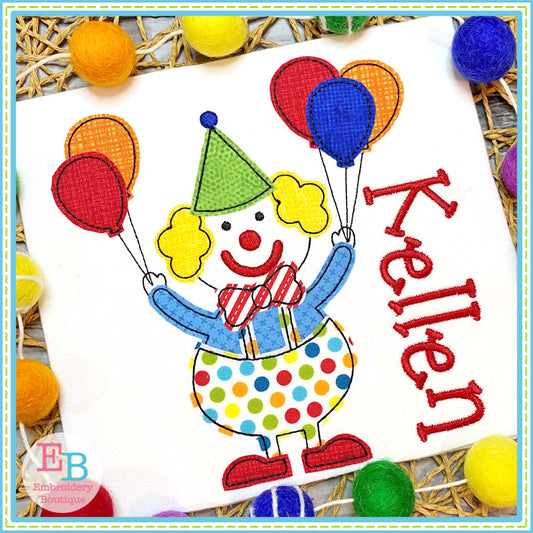Clown Balloons Bean Stitch Applique, Applique
