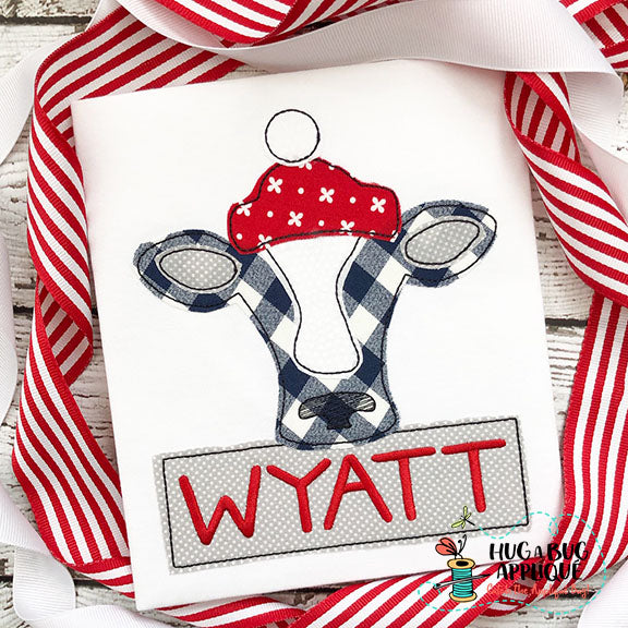 Cow Hat Bean Stitch Applique Design, Applique