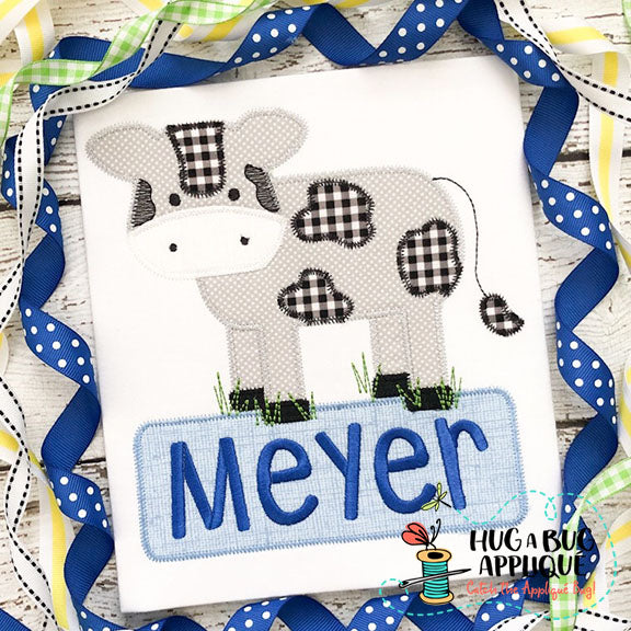 Cow Body Zig Zag Stitch Applique Design, Applique