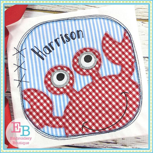 Crab Scribble Square Applique, Applique