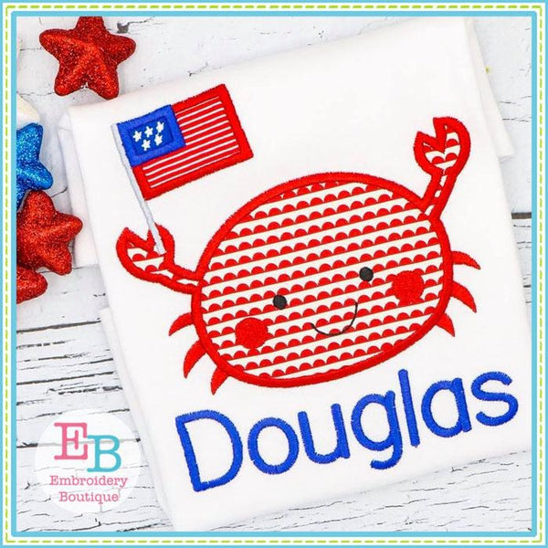 Crab Flag Boy Applique, Applique