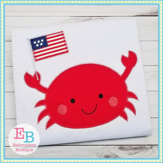 Crab Flag Boy Zigzag Applique, Applique