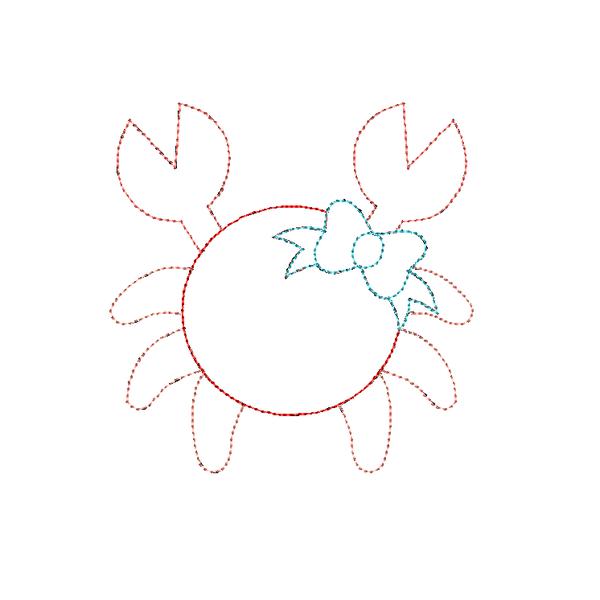 Crab Bow Bean Stitch Applique Design, Applique