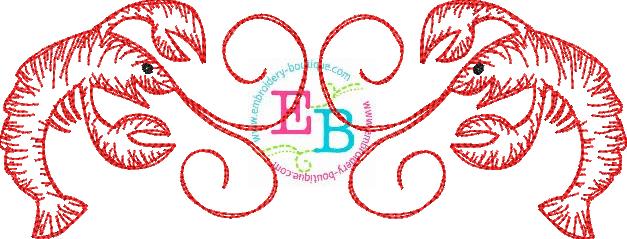 Crawfish Sketch Embroidery Design, Embroidery
