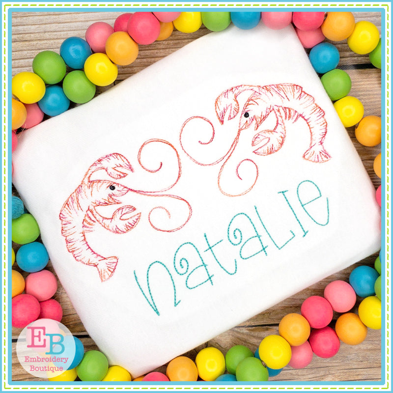 Crawfish Sketch Embroidery Design, Embroidery