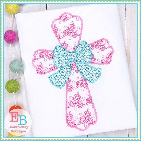 Motif Cross with Big Bow Design, Embroidery