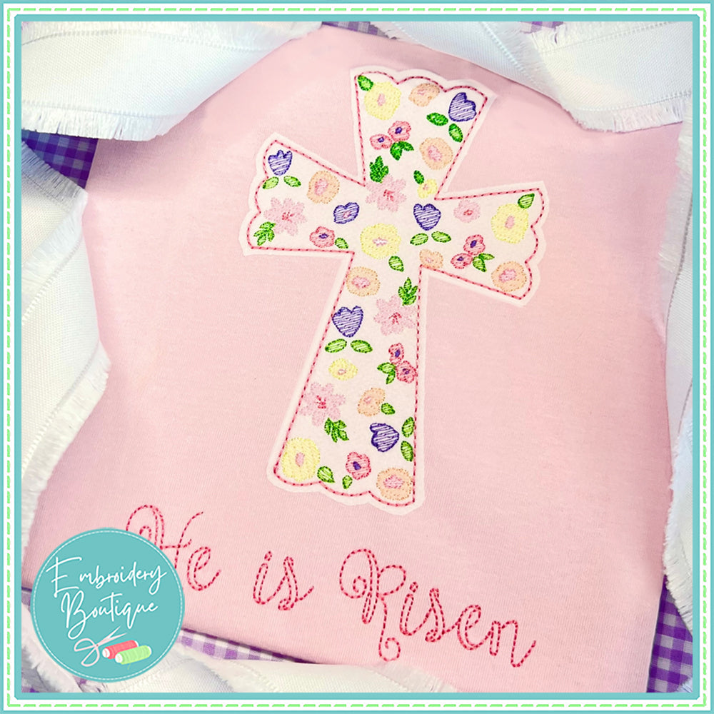 Cross Flowers Overlay Applique, Applique, Embroidery Boutique