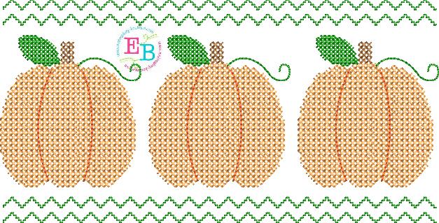 Pumpkins Cross Stitch Embroidery Design, Embroidery