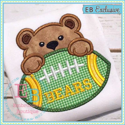 Football Bear Boy Applique, Applique