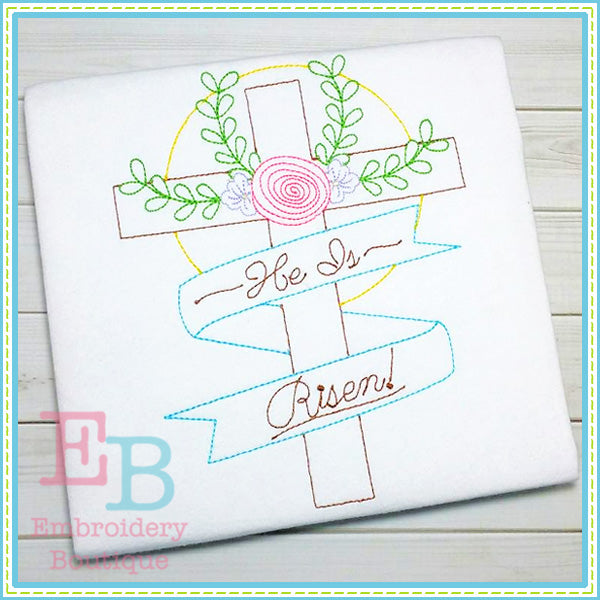 Vintage He Is Risen Design, Embroidery