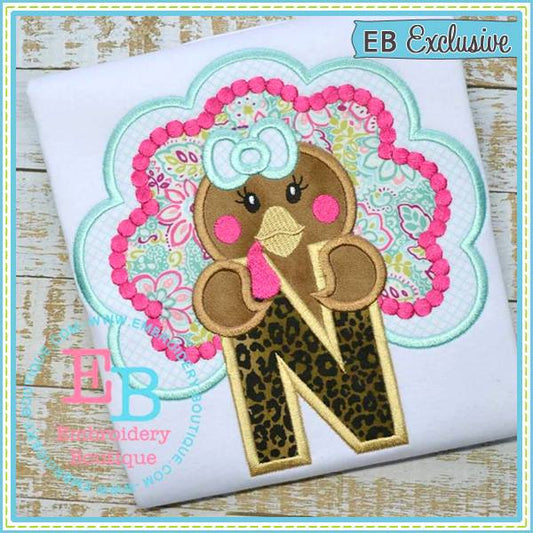 Girl Turkey Applique Alphabet, Applique Alphabet