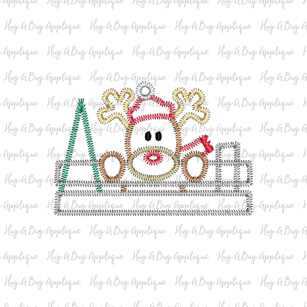 Christmas Deer Zig Zag Stitch Applique Design, Applique
