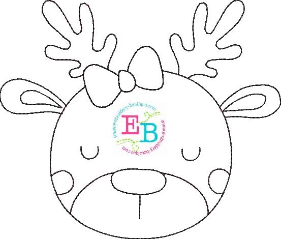 Deer Bow Bean Stitch Applique, Applique