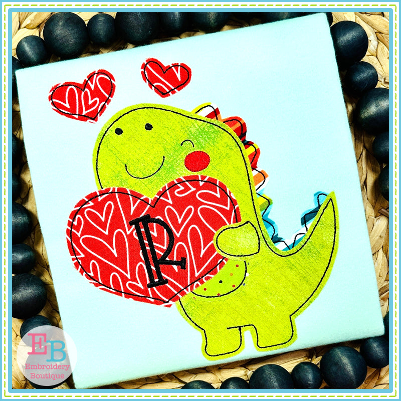 Dinosaur Hearts Bean Stitch Applique, Applique