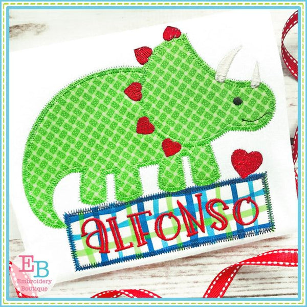 Dinosaur Hearts Zigzag Applique, Applique