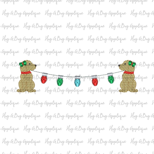 Girl Pup Lights Sketch Stitch Embroidery Design, Embroidery