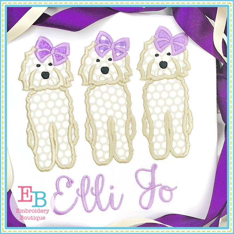 Doodle Bow Trio Satin Applique, Applique