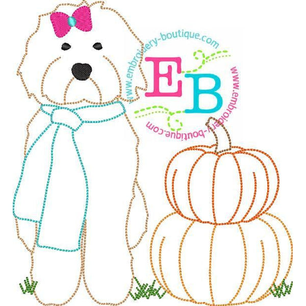 Doodle Pumpkins Applique- bow and no bow versions included, Applique