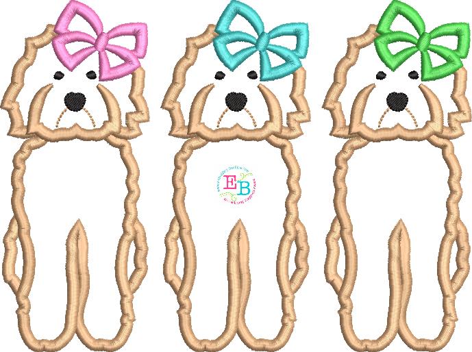 Doodle Bow Trio Satin Applique, Applique