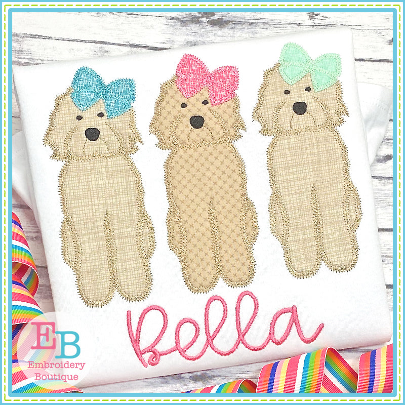 Doodle Bow Trio Zigzag Applique, Applique