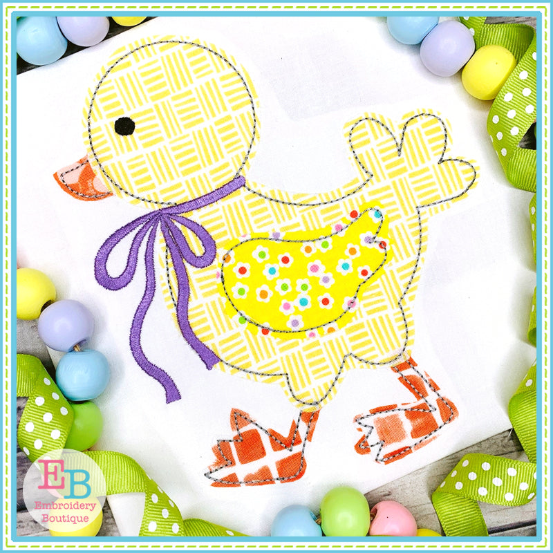 Duck Bow 2 Bean Stitch Applique, Applique