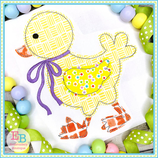 Duck Bow 2 Bean Stitch Applique, Applique