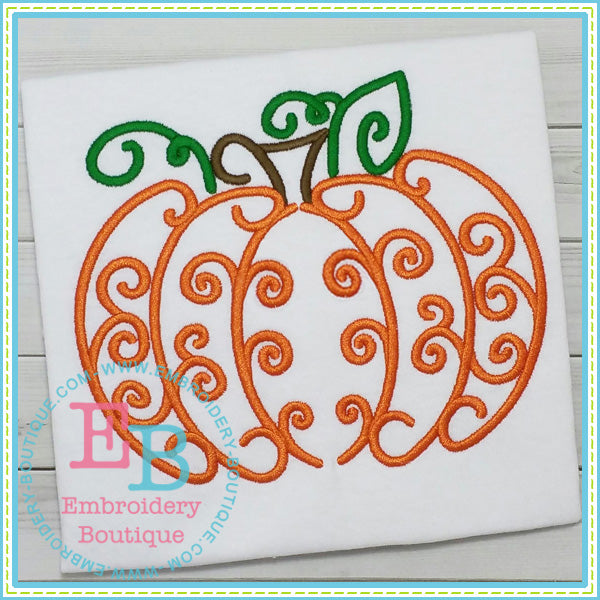 Swirl Pumpkin 2 Embroidery Design, Embroidery