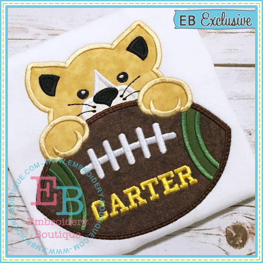 Football Wildcat Boy Applique, Applique