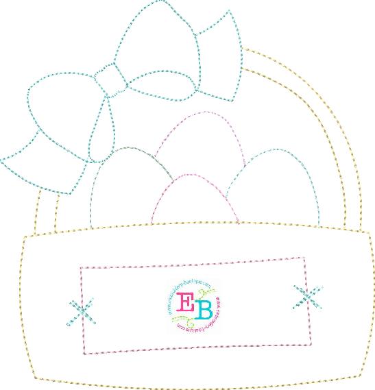 Easter Eggs Bow Basket Bean Stitch Applique, Applique