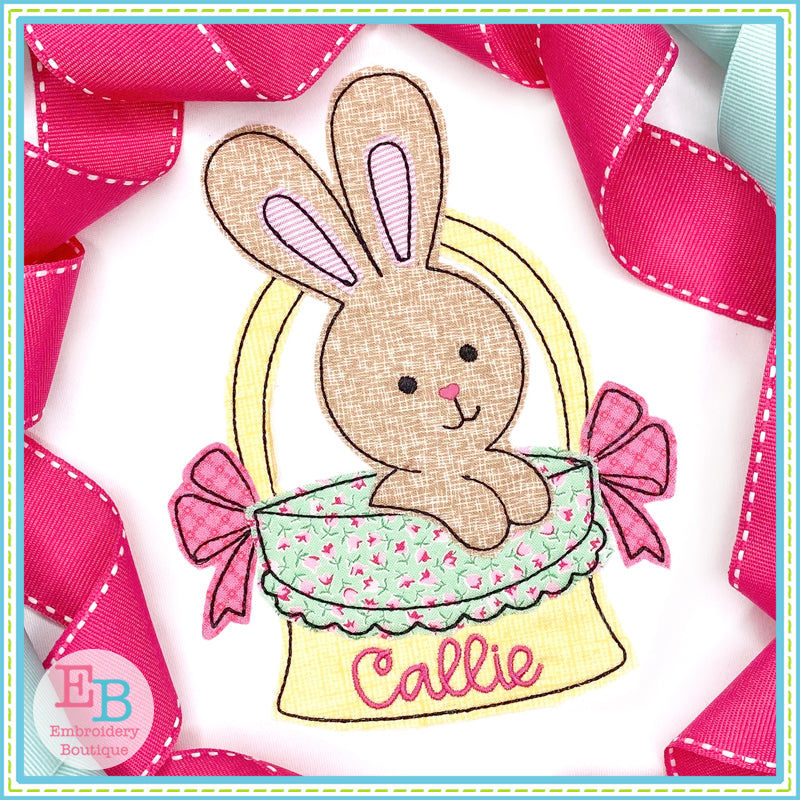 Easter Basket Bows Bunny Bean Stitch Applique, Applique