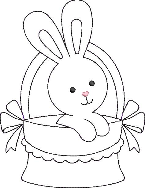 Easter Basket Bows Bunny Bean Stitch Applique, Applique