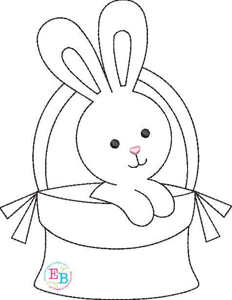 Easter Basket Boy Bunny Bean Stitch Applique, Applique