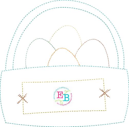 Easter Eggs Basket Bean Stitch Applique, Applique