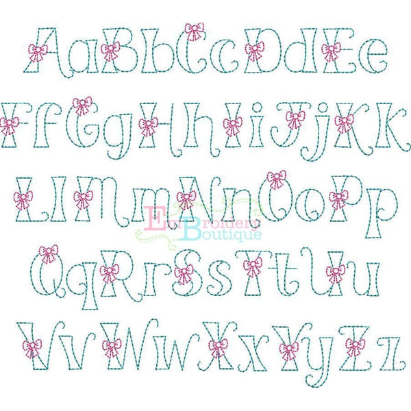 Bow Embroidery Font, Embroidery Font
