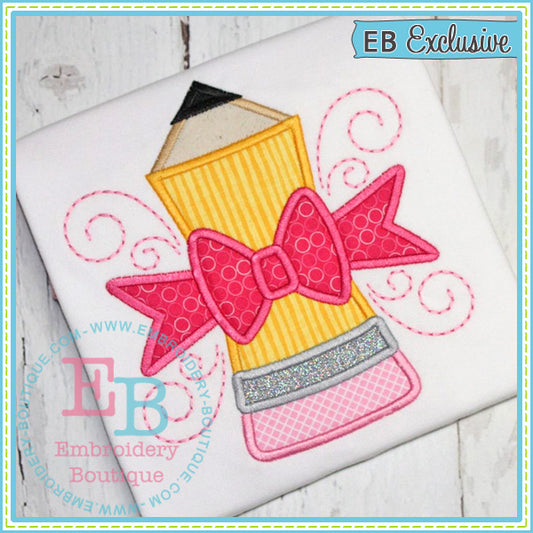 Pencil with Bow Applique, Applique