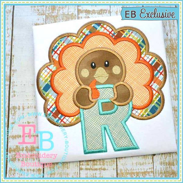 Boy Turkey Applique Alphabet, Applique Alphabet