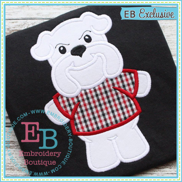 Boy Bulldog Mascot Applique, Applique