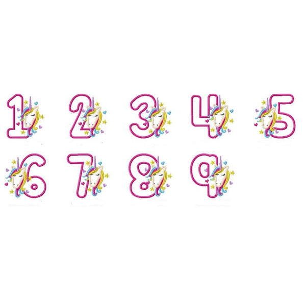 Unicorn Applique Number Set, Applique Number Set