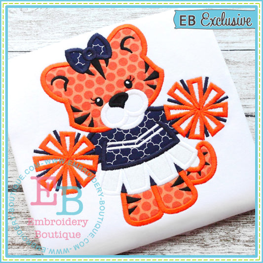 Girl Tiger Mascot Applique, Applique