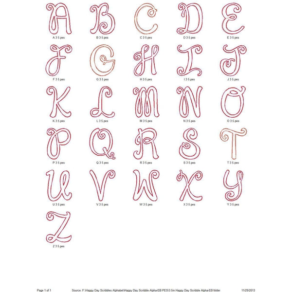 Happy Day Scribble Applique Alphabet, Applique Alphabet