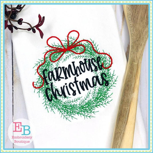Farmhouse Christmas Wreath Design, Applique