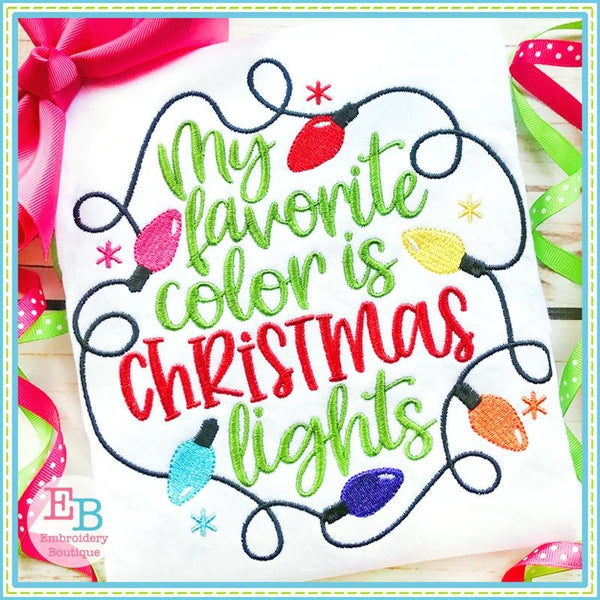 Favorite Color Christmas Lights Embroidery, Embroidery