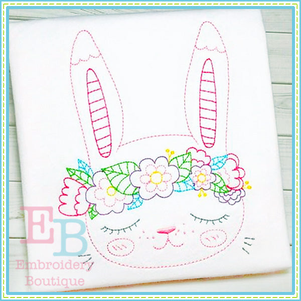 Vintage Flower Bunny Design, Embroidery